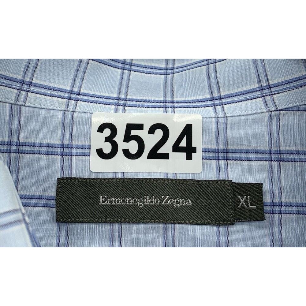 Ermenegildo Zegna Dress Shirt Mens XL X-Large Light Blue‎ Check Preppy Designer - Picture 11 of 11